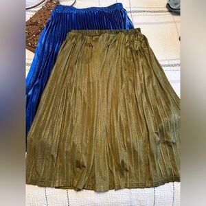TWO Metallic Pleated Length Skirts